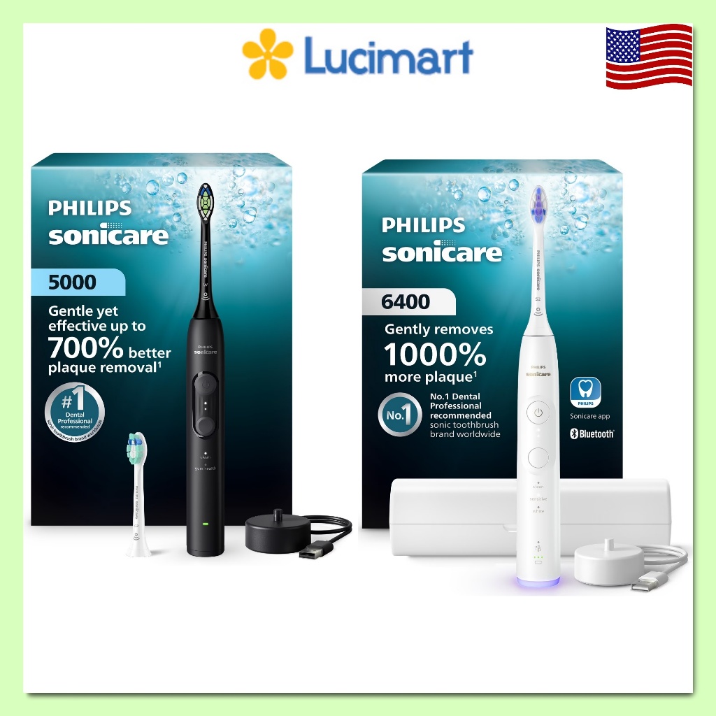 Bàn chải đánh răng điện Philips Sonicare 5000, 5700, 6000, 6100, 6400, Advanced Clean [hàng Mỹ]