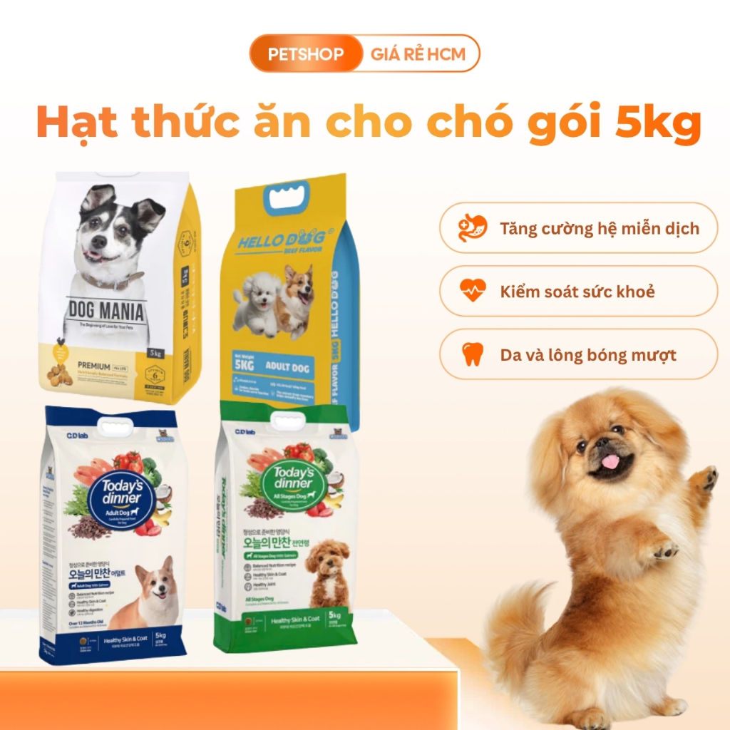(5kg) Hạt thức ăn cho chó Dog mania / Today dinner/Hello dog/Zoi Dog siêu rẻ-PSGR