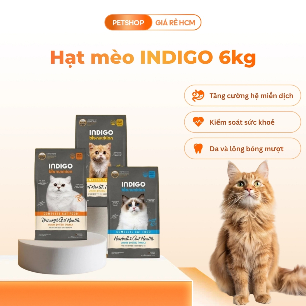 (INDIGO 6KG) Hạt mèo INDIGO 6kg tiêu búi lông, tiết niệu, mèo con-PSGR