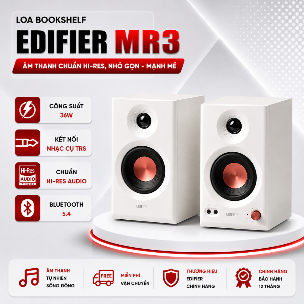 Loa kiểm âm EDIFIER MR3 | CS 38W,Bluetooth 5.4, chuẩn Hi-Res Audio