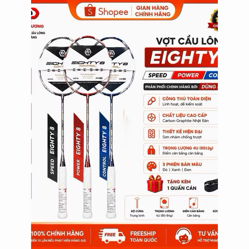 Khung vợt felet eighty 8 power , speed, control