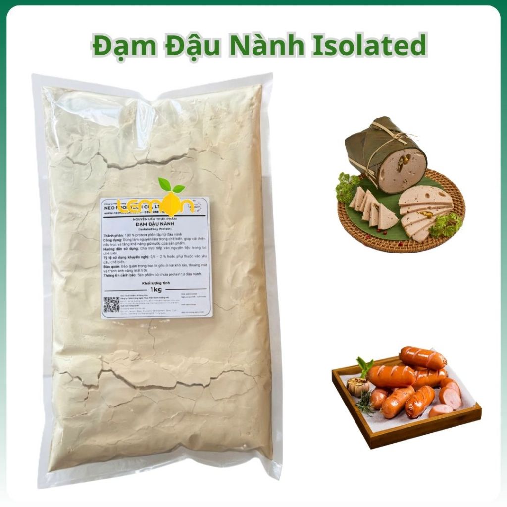 [GÓI 1KG] Đạm đậu nành Isolated Soy Protein - Tạo độ dẻo, giữ nước, tăng kết dính cho giò chả, xúc x