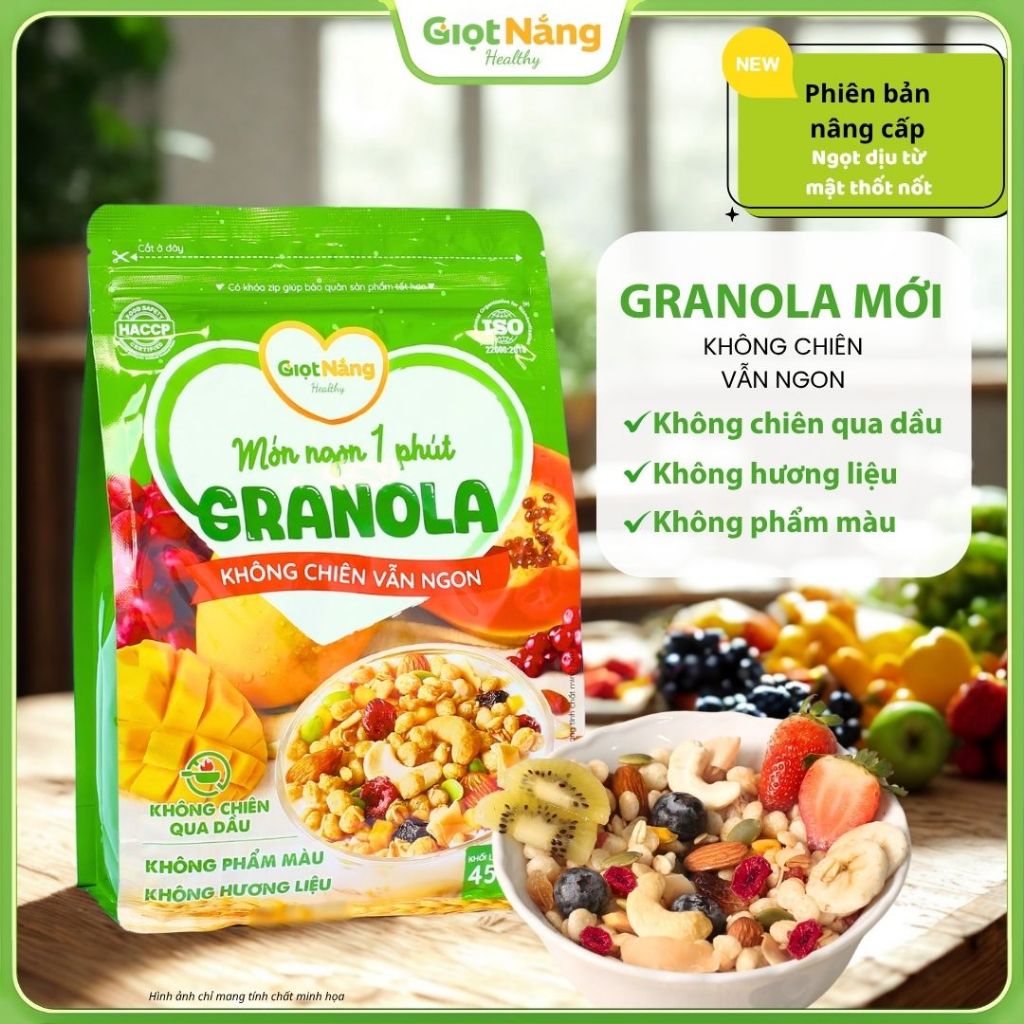Granola Mới Ăn Sáng Healthy Lành Mạnh Với Hạt Dinh Dưỡng Trái Cây Từ Giọt Nắng