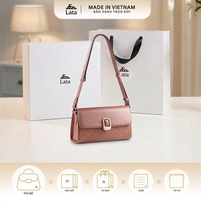 Bộ hộp quà trắng LATA (Túi đeo chéo nữ LATA HN155 + Hộp quà HQ2T + Túi giấy TG2T + Túi rút BVR3838 + Thiệp cảm ơn BT1)