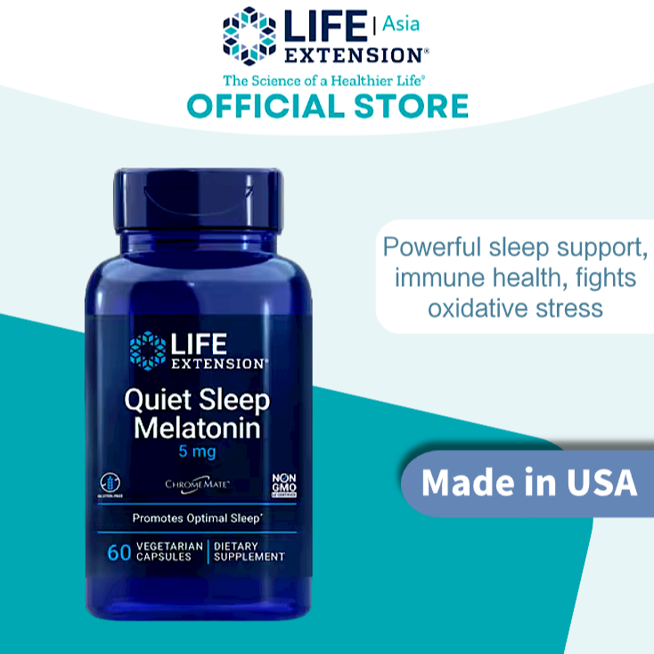 Life Extension Quiet Sleep Melatonin 5mg 60 Viên Nang Chay Bổ Sung Melatonin USA