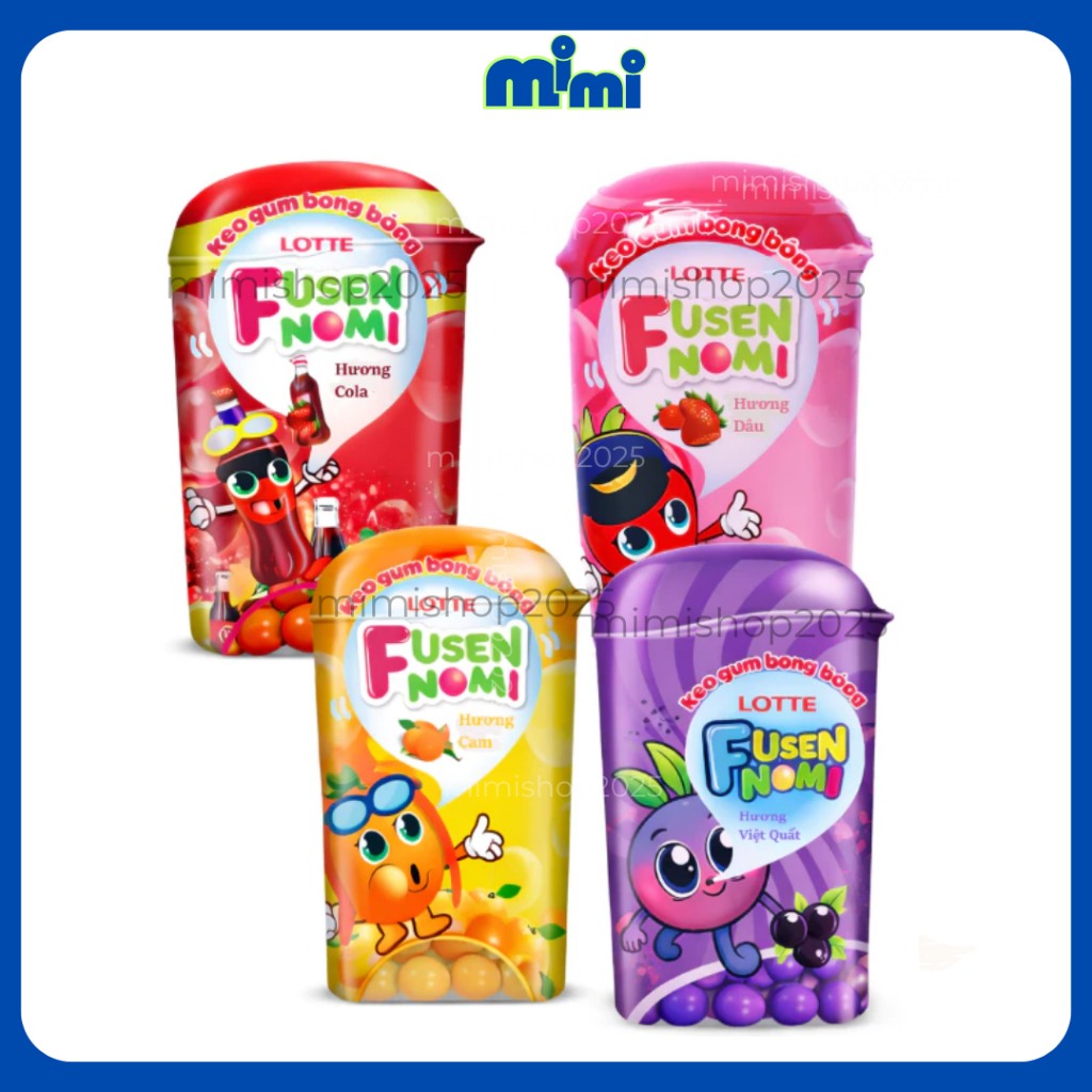[Shop Mix Màu Ngẫu Nhiên] Kẹo Gum Bong Bóng Lotte Fusen Nomi  (Lốc 25 hủ)