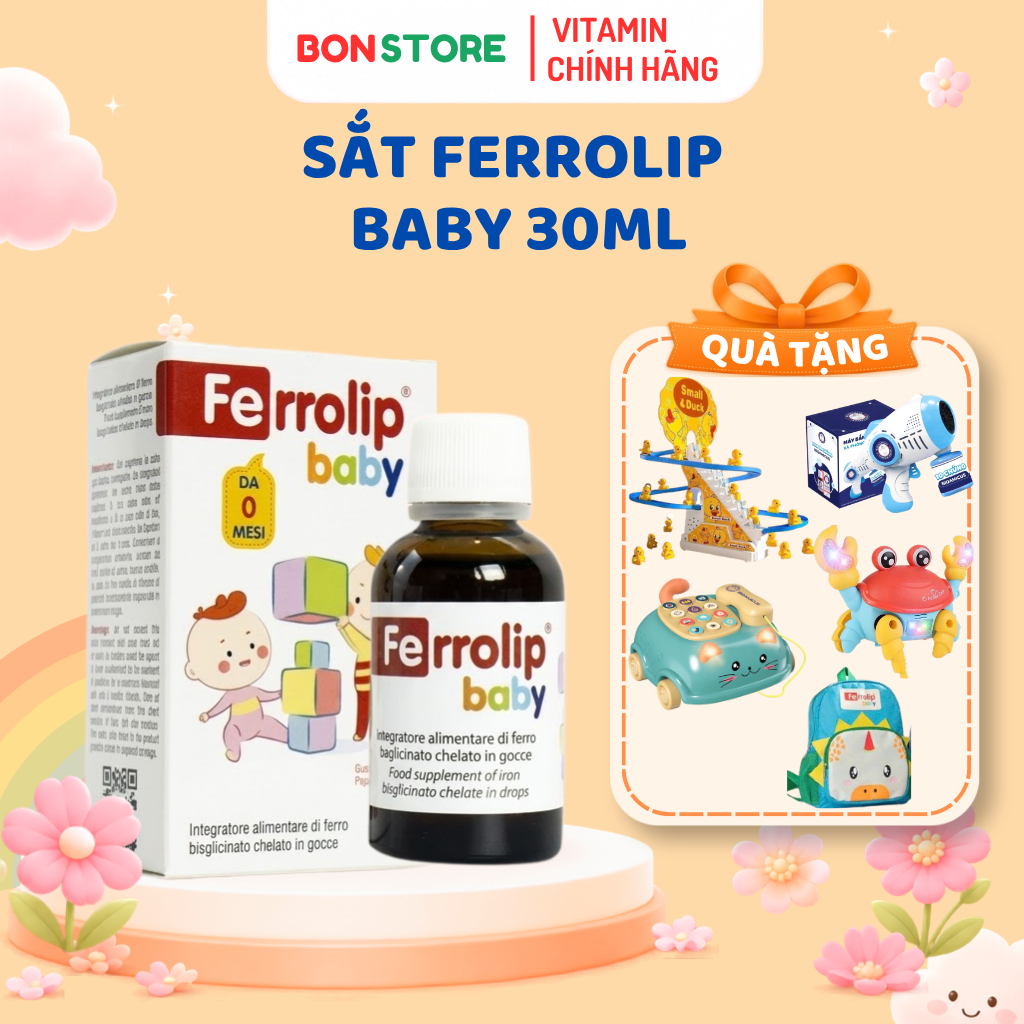 Sắt Ferrolip Baby, bổ sung sắt hữu cơ cho bé- 30ml