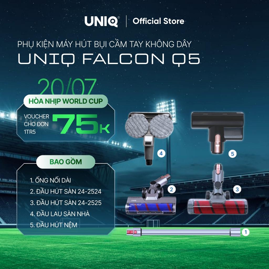 Phụ Kiện Máy Hút Bụi UNIQ Falcon Q5 Cầm Tay Không Dây Chính Hãng
