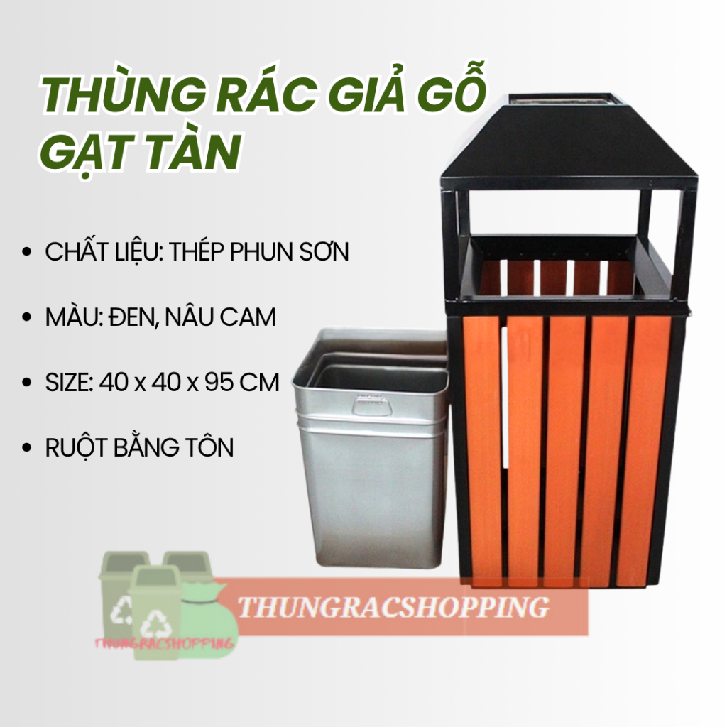 THÙNG RÁC GẠT TÀN GIẢ GỖ HÌNH ĐẦU DÙI CAO CẤP L038