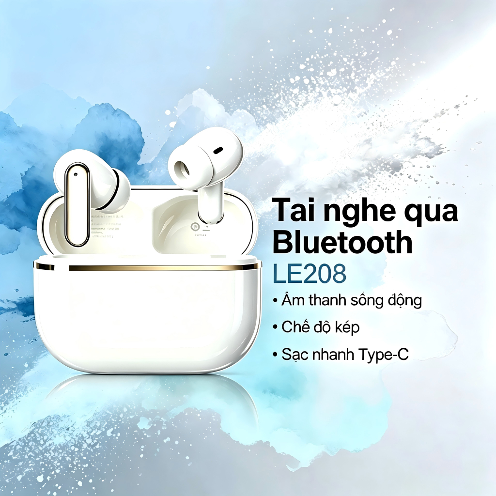 Tai nghe Bluetooth LE208 JBL PHANTOM - Âm thanh đỉnh cao, sạc nhanh Type-C cho công sở & giải trí mỗ