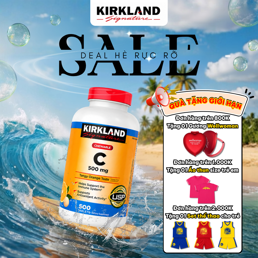 [CHÍNH HÃNG] Viên uống Bổ sung & Tăng hấp thu Vitamin C Kirkland Signature Vitamin C (500 - 1000mg) 