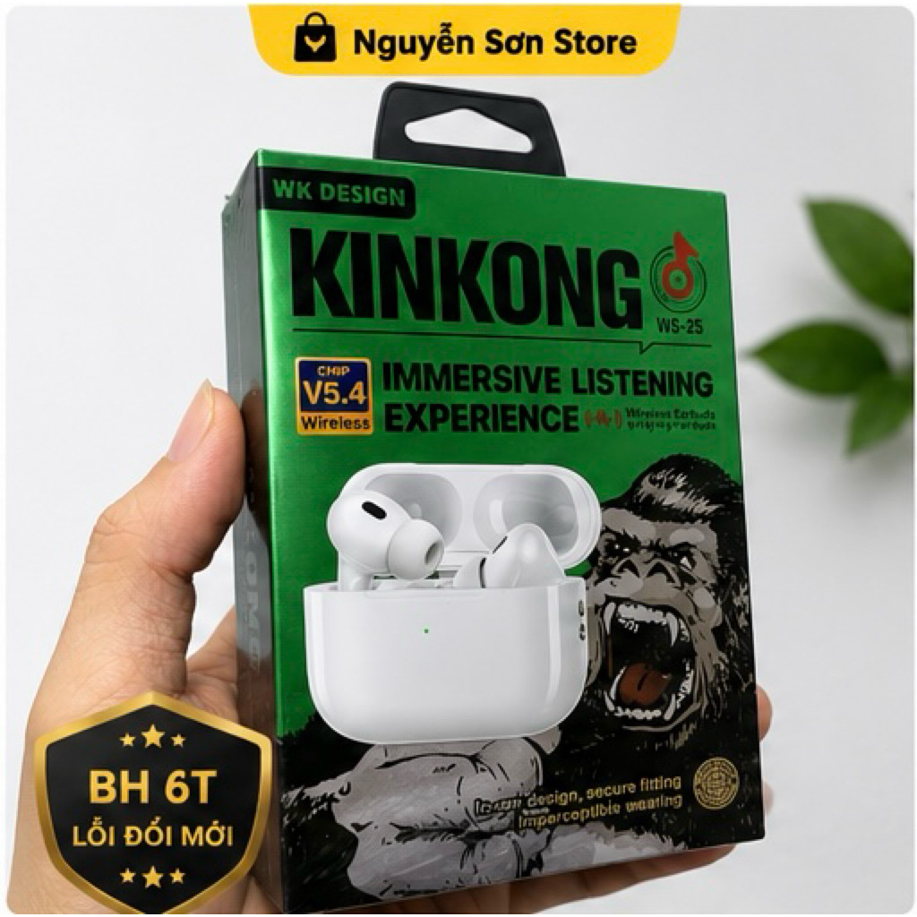 Tai Nghe Bluetooth WEKOME KINKONG WS-25 TWS Bluetooth 5.4 HiFi Cảm Ứng Có Hộp Sạc Type-C | Nguyễn Sơ
