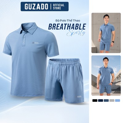 Bộ Quần Áo Nam GUZADO Thun Lạnh Cao Cấp Set Chơi Pickleball Tập Gym Co Giãn Thoáng Khí GBP01-GABP25S001