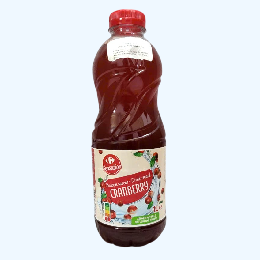 SENSATION -- chai 1 Lít -- NƯỚC ÉP NAM VIỆT QUẤT PHÁP CARREFOUR Cranberry Juice