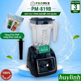 Máy xay sinh tố công nghiệp Promix PM-819B - phù hợp kinh doanh - phá đá với dao mẫu mới 6 cánh