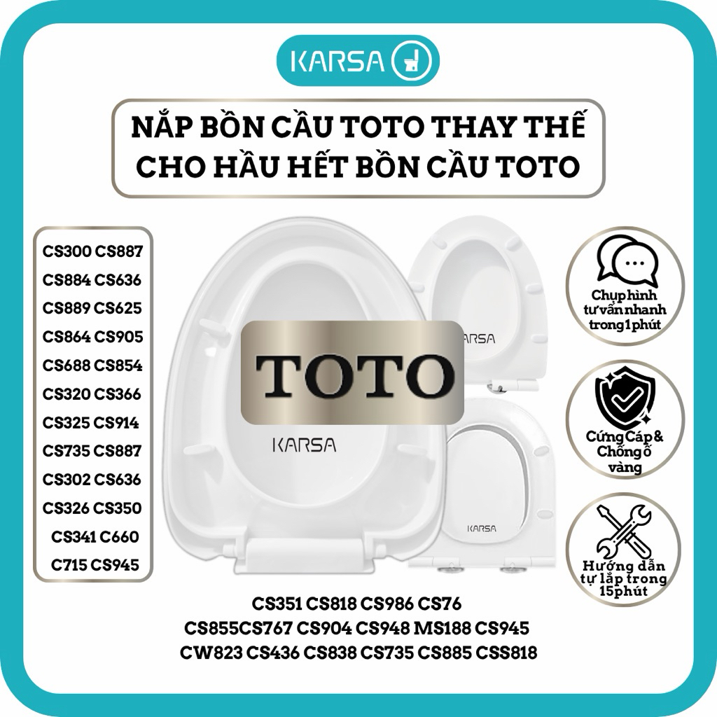 Nắp bồn cầu TOTO thay thế phù hợp Với tất cả bồn cầu TOTO chính hãng KARSA cao cấp