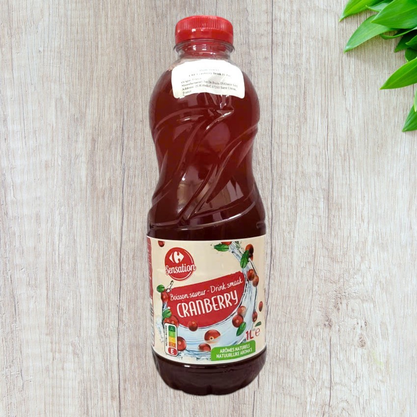 SENSATION [chai 1 Lít] NƯỚC ÉP NAM VIỆT QUẤT PHÁP CARREFOUR Cranberry Juice