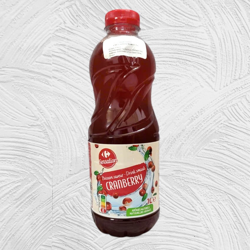 SENSATION < chai 1 Lít > NƯỚC ÉP NAM VIỆT QUẤT PHÁP CARREFOUR Cranberry Juice
