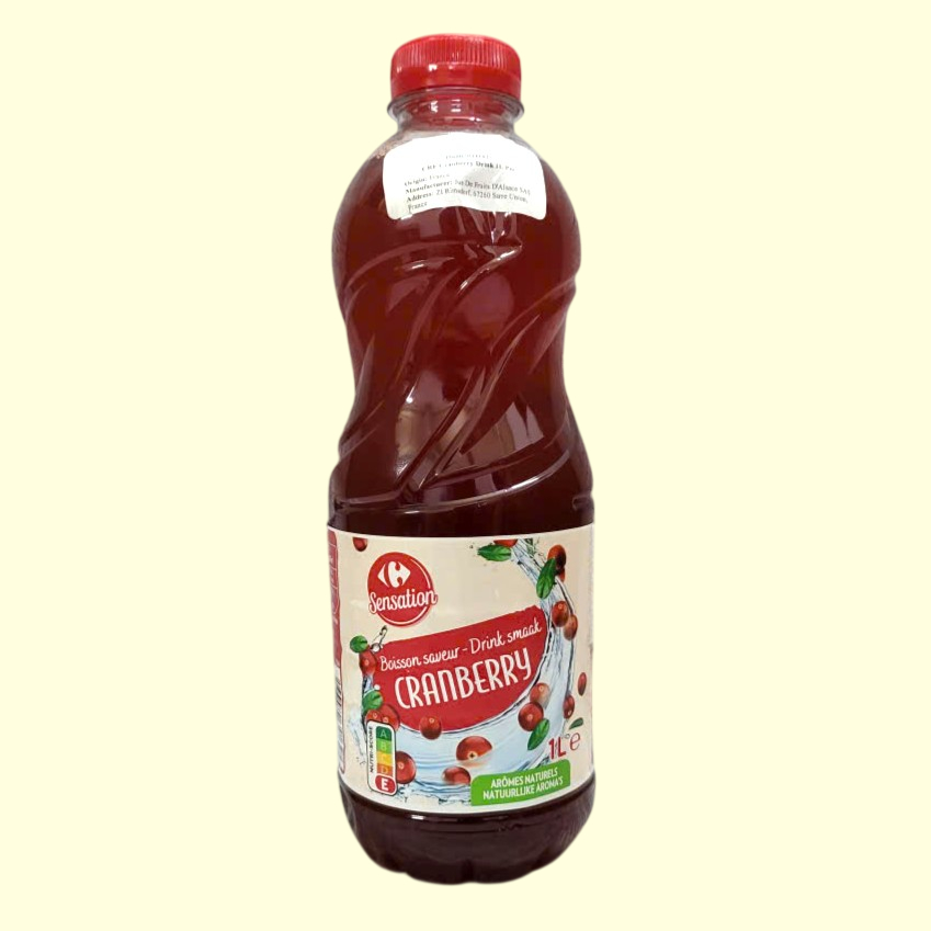 SENSATION + chai 1 Lít + NƯỚC ÉP NAM VIỆT QUẤT PHÁP CARREFOUR Cranberry Juice