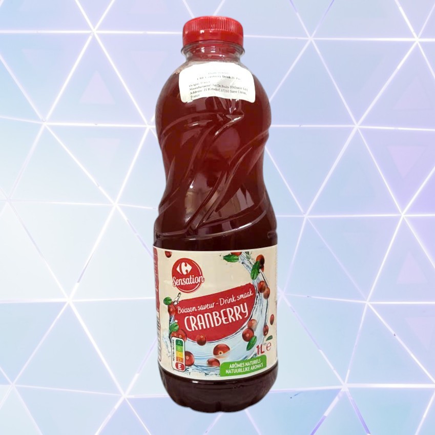 SENSATION (chai 1 Lít) NƯỚC ÉP NAM VIỆT QUẤT PHÁP CARREFOUR Cranberry Juice