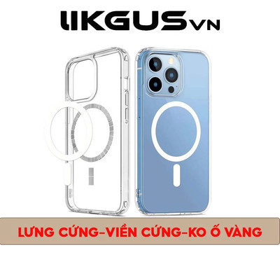 Ốp Trong Suốt Không Ố Vàng Chính Hãng LIKGUSVN Cho IP 11->17Promax - Lưng Cứng,Viền Cứng-Sạc Không Dây