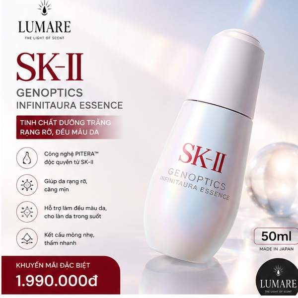 SK-II GenOptics Infinitaura Essence 50ml | Tinh Chất Dưỡng Sáng Da Tặng Sữa Rửa Mặt SK-II Facial Tre