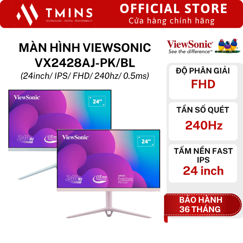 Màn hình Viewsonic VX2428AJ-PK/BL (24inch/ Fast IPS/ FHD/ 240hz/ 0.5ms) - Hàng chính hãng