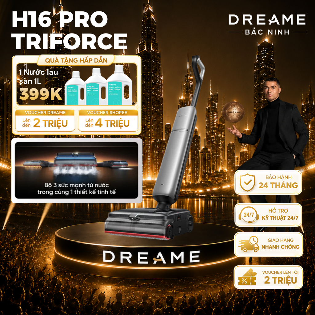 [GIÁ RẺ NHẤT] Dreame H16 Pro Triforce/ H16 Pro Steam | Máy Hút Bụi Lau Nhà | Lực hút 30.000Pa