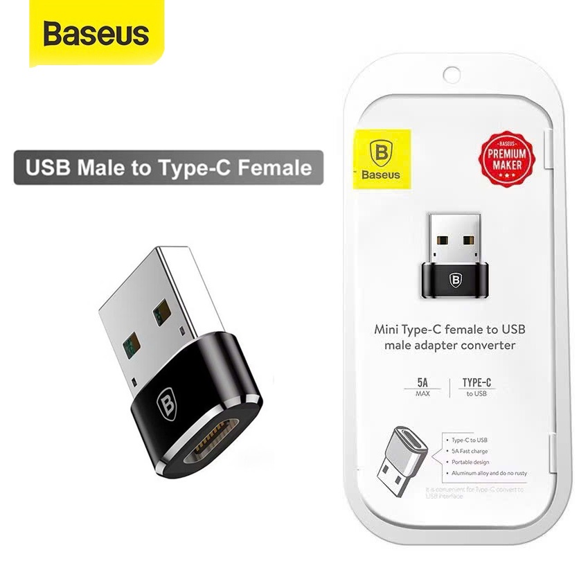 OTG Baseus chuyển đổi USB A ra Type C ( Adapter/Converter Usb A to Usb Type C) Chính hãng