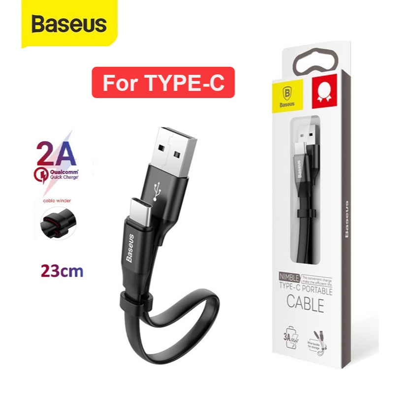 Cáp ngắn BASEUS  Nimble USB to TYPE -C  23Cm dùng Pin dự phòng Chống rối  sạc nhanh  PhuKienTuanAnh