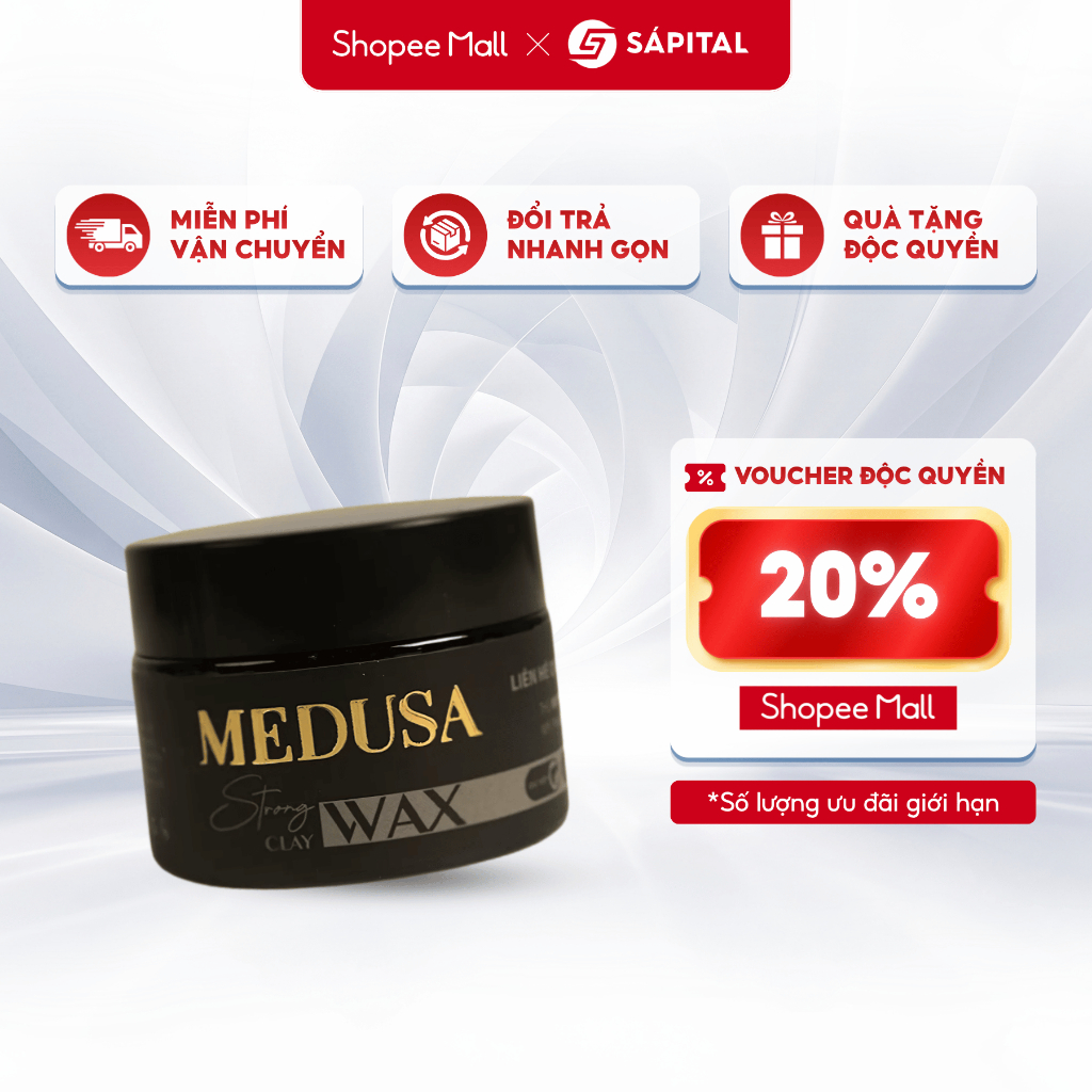 Sáp vuốt tóc Medusa | Giữ nếp lên tới 12h, Không bóng, Tạo độ phồng cao, Phù hợp tóc mỏng dầu