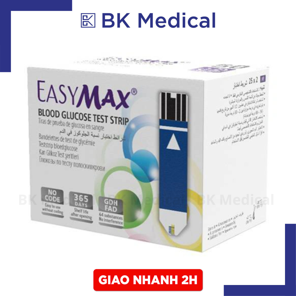 (hỏa tốc) Que thử đường huyết Easy Max (hộp 50 que)