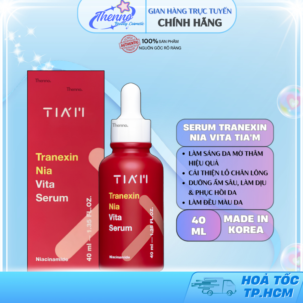 Serum Dưỡng Trắng, Mờ Thâm Nám Dành Cho Da Dầu Mụn Tia’m Tranexin Nia Vita Serum 40ml Hàn Quốc