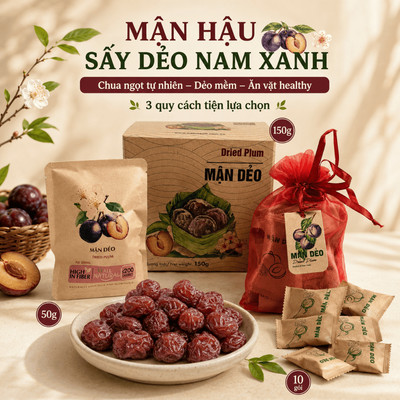 Trái Cây Sấy Ăn Vặt Nam Xanh, Mận Hậu Sấy Dẻo, Không Chất Bảo Quản, Ăn Vặt Healthy