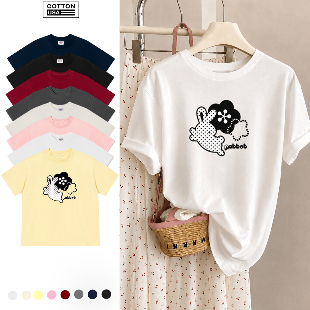 Áo Thun Relaxed Fit CottonUSA Vietnam "Dotty Mood Cute Bunny" - PT0119PT