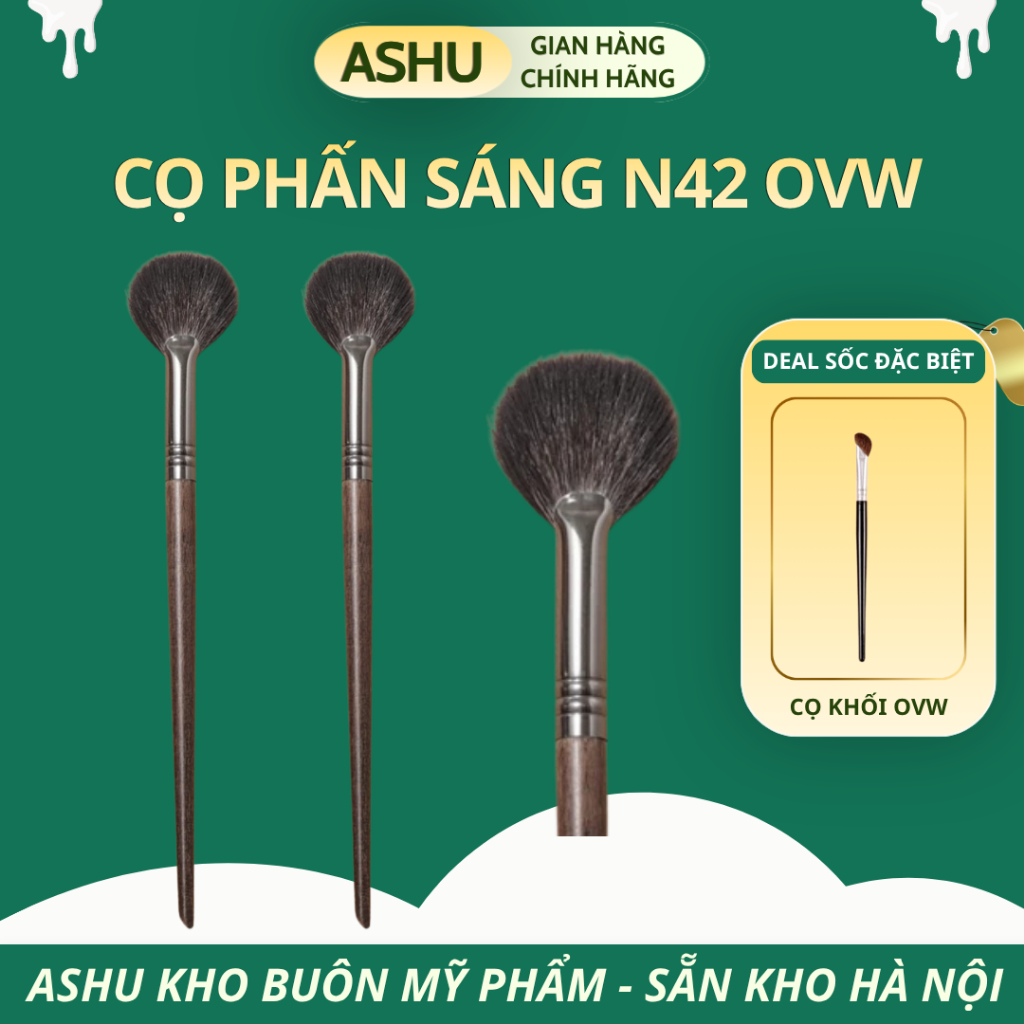 Cọ Highlight Hình Quạt OVW N42 Trang Điểm Chuyên Dụng, Bắt Sáng Tự Nhiên