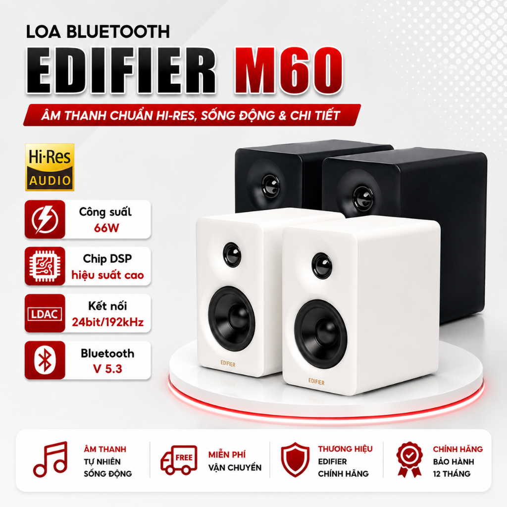 Loa bookshelf Edifier M60 | Bluetooth 5.2, Hi-res Audio