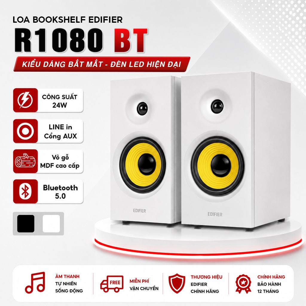 Loa bluetooth 5.0 EDIFIER R1080BT Bookshelf active Công suất 24W - Loa đa dụng mọi nhu cầu.