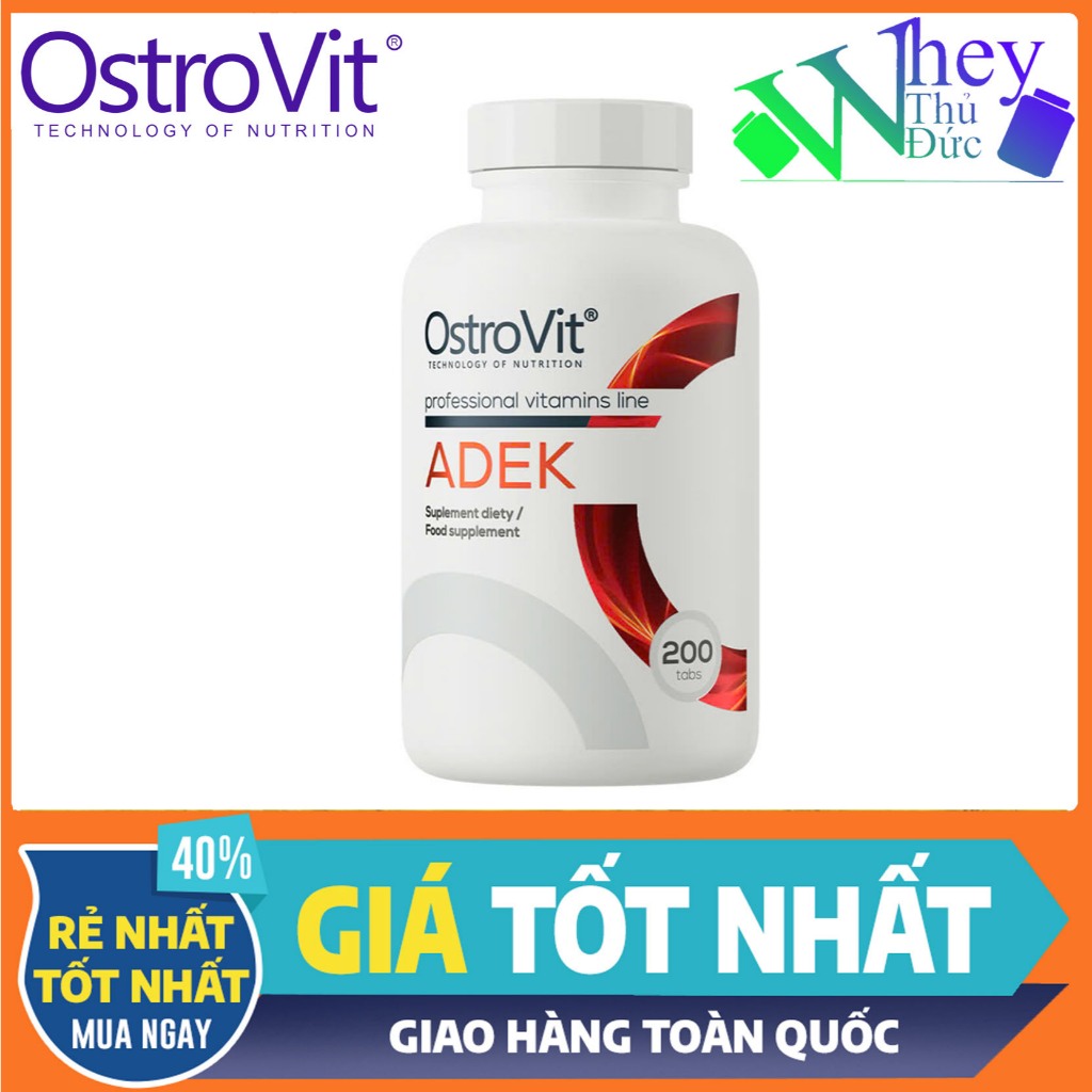 OstroVit ADEK 200 Viên Chính Hãng - Vitamin A, D3, E, K2 Hỗ Trợ Miễn Dịch & Xương Khớp