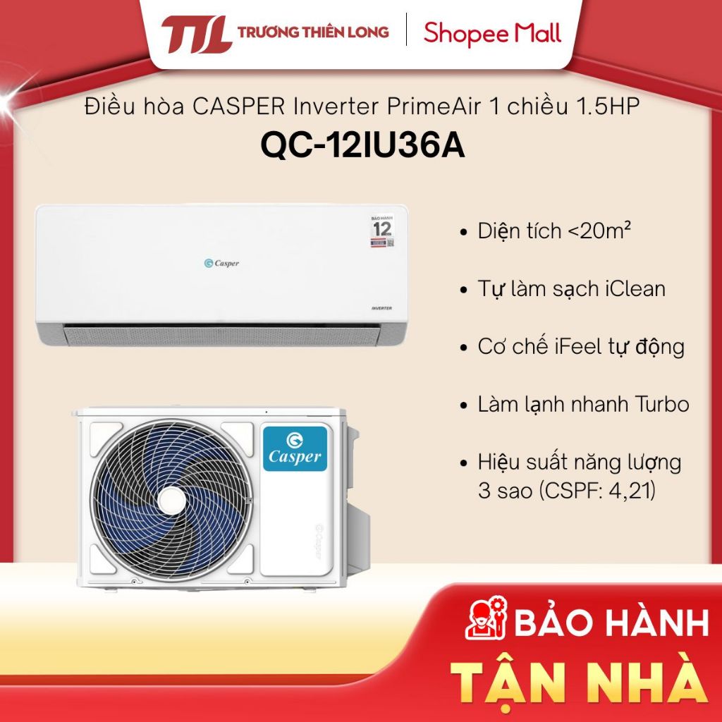 QC-12IU36A | QC-09IU36A - Máy Lạnh / Điều Hòa Casper Inverter [FREESHIP HCM]