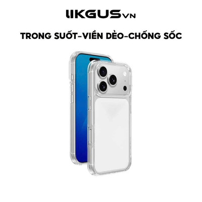 Ốp Lưng Trong Suốt -Viền Dẻo Chống Sốc-Dễ Tháo Lắp LIKGUSVN Crystal Dùng Cho IP 17-17promax