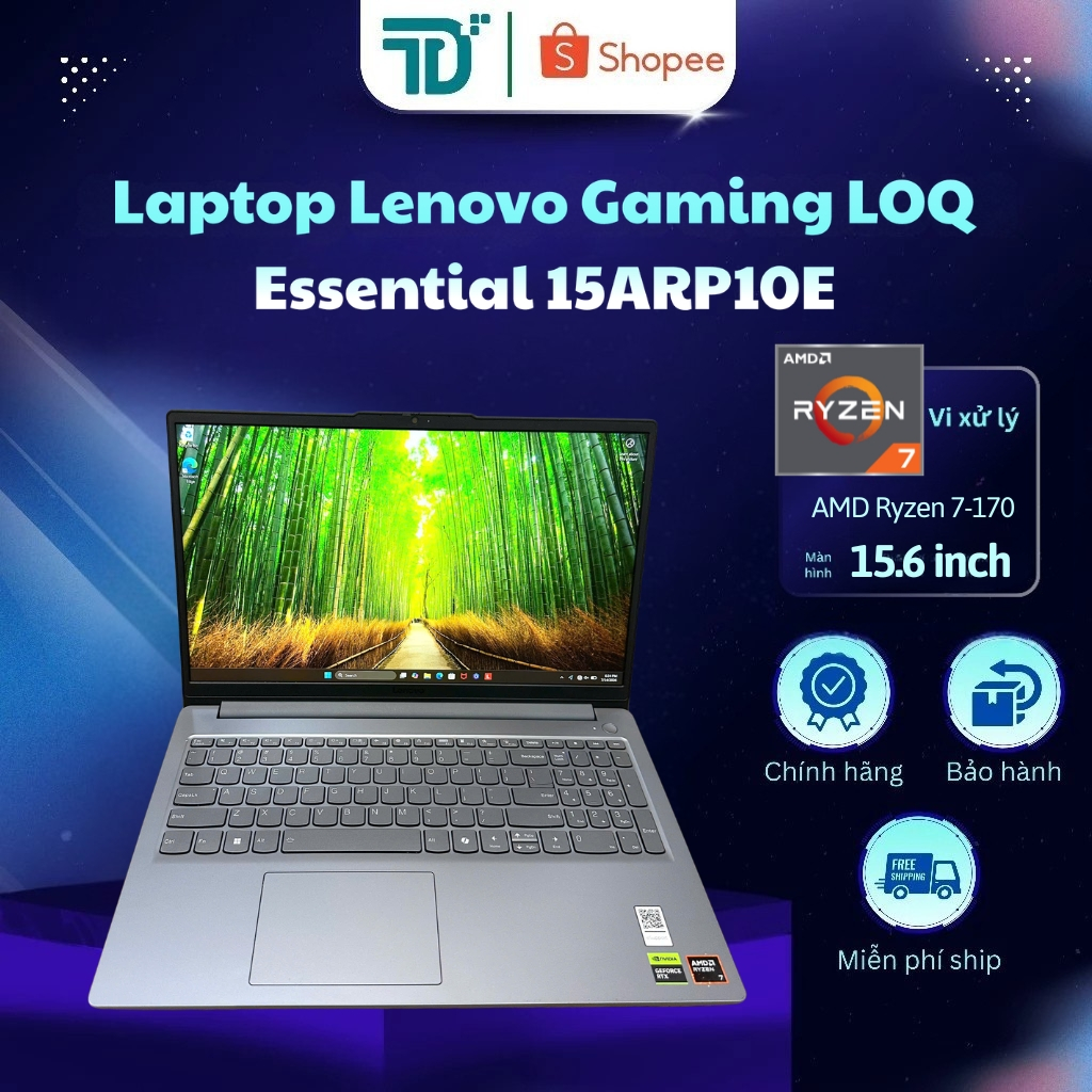 Laptop Lenovo Gaming LOQ E 15ARP10E Ryzen 7 170/16G/1TB/15.6" FHD/RTX3050/W11H Xám - Laptop 99%