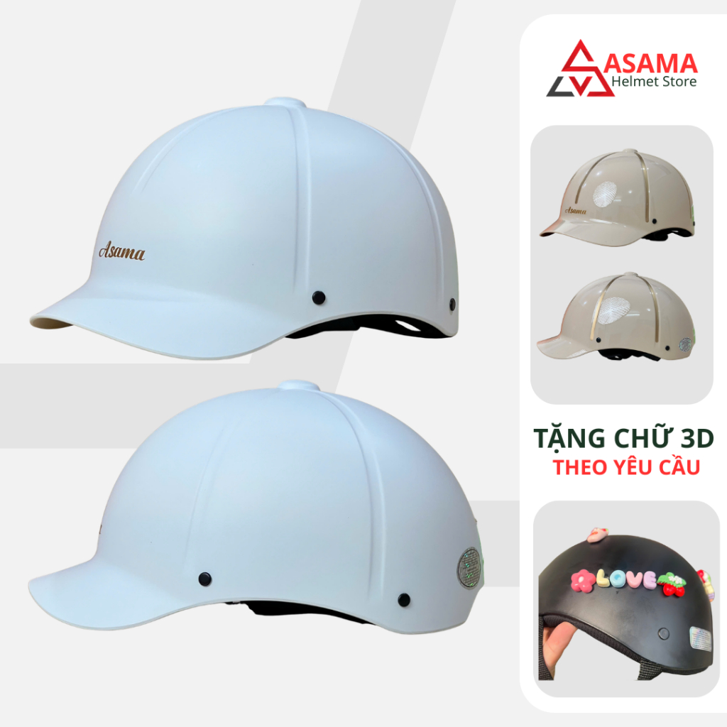 Mũ bảo hiểm lưỡi trai ST05 thương hiệu Asama đạt chuẩn Quatest 2 - Freesize 54-59 cm bảo hành 365 ng