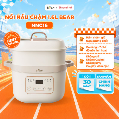 Nồi Nấu Cháo Chậm 1.6L BEAR 6 Chế Độ Nồi Chưng Yến Nấu Chậm Giữ Chất Dinh Dưỡng Nồi Nấu Cháo Cho Bé Ăn Dặm SB-NNC16