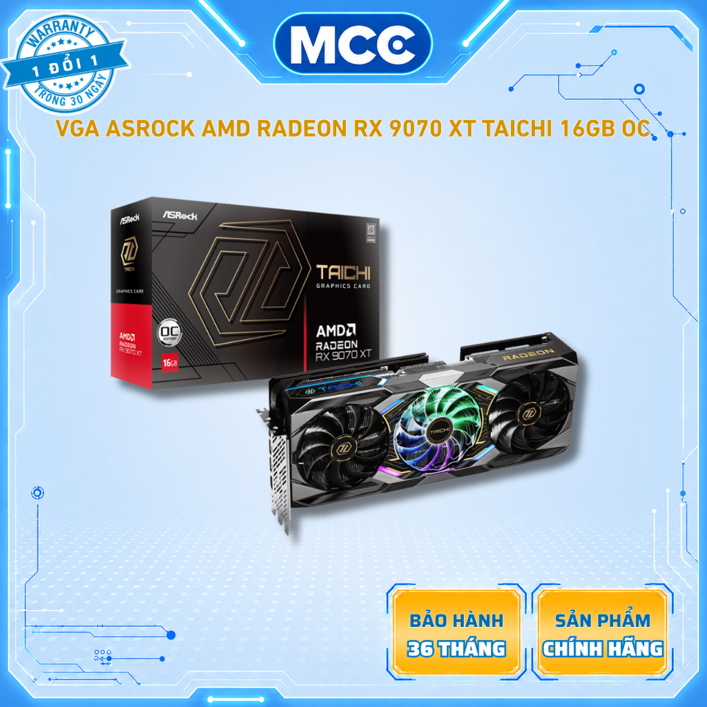 VGA Asrock AMD Radeon RX 9070 XT Taichi 16GB OC GDDR6