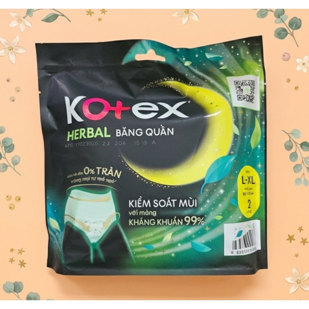Băng vệ sinh Kotex Herbal quần sixe L/XL 2 miếng