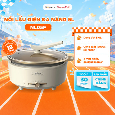 Nồi Lẩu Điện Bear 5L Nồi Chiên Xào Nấu Đế Tách Rời Chống Dính Nồi Lẩu Điện Đa Năng Nồi Lẩu Mini Bếp Lẩu Đa Năng SB-NL05F