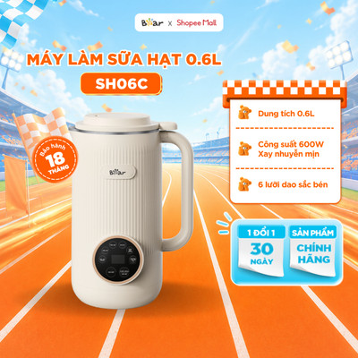 Máy Làm Sữa Hạt 0,6L BEAR Máy Xay Làm Sữa Hạt, Máy Xay Hạt Máy Xay Sinh Tố Mini Nấu Cháo Máy Xay Hạt Làm Sữa SB-SH06C