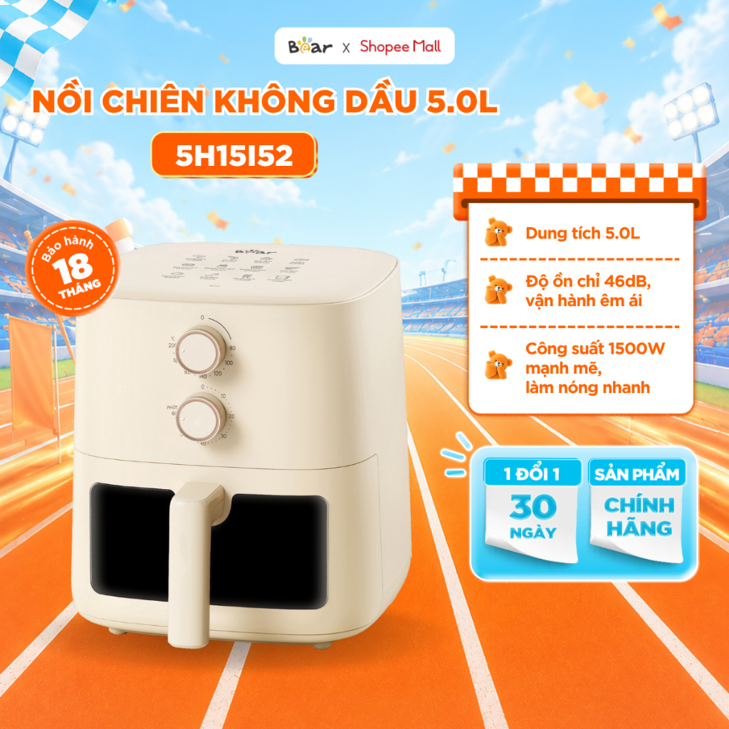 [KOL] Nồi Chiên Không Dầu BEAR 5L AF-5H15I52