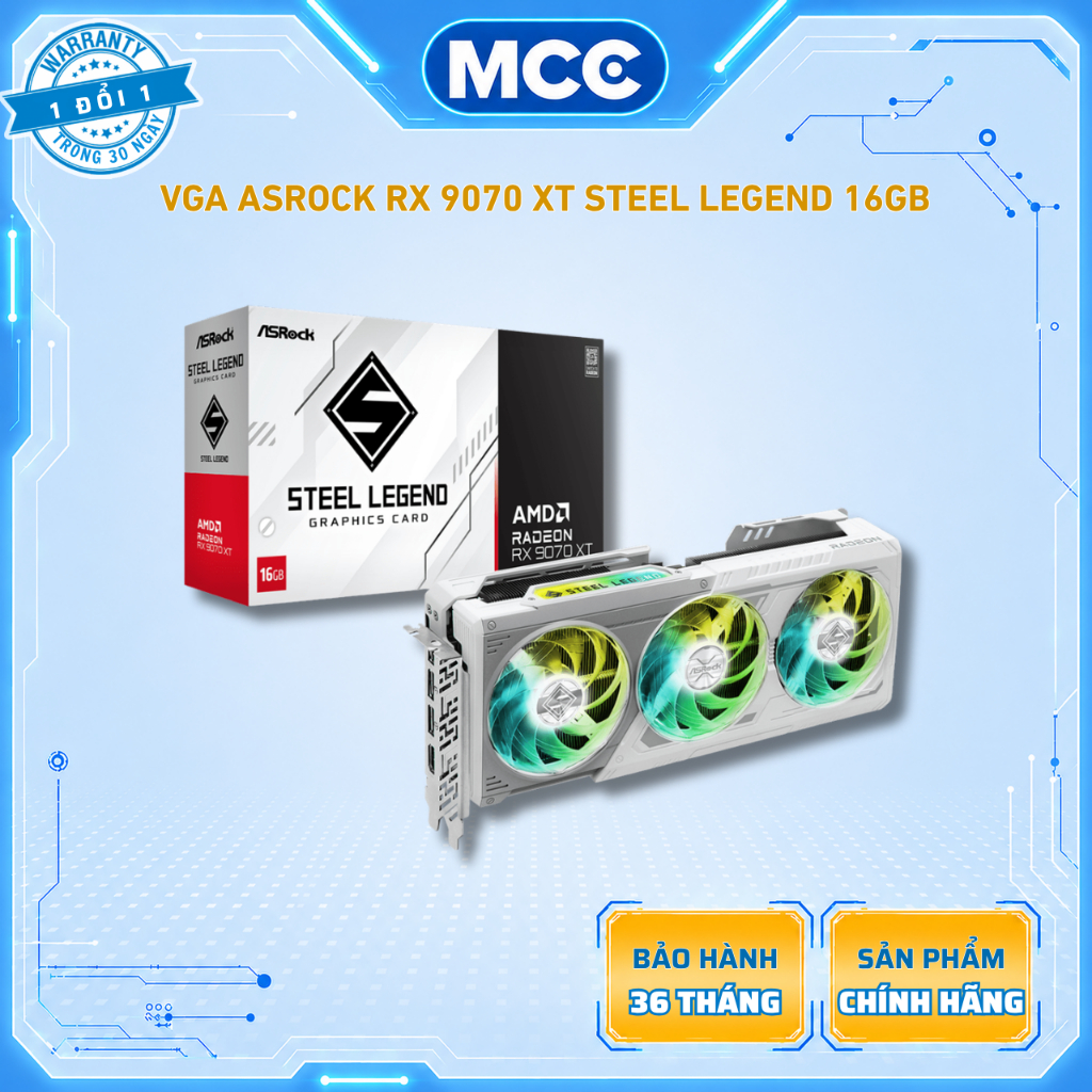 VGA ASRock AMD Radeon RX 9070 XT Steel Legend 16GB GDDR6